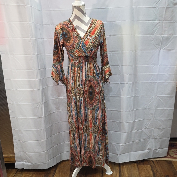Bohemian Multicolor Maxi Dress - Picture 1 of 6